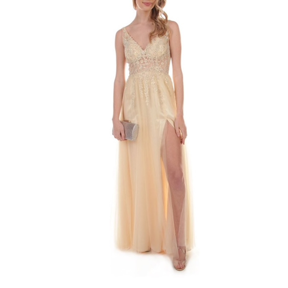 Chic Yellow Long Prom Dress Tulle Appliques Sweetheart Birthday Dress Mermaid Sleeveless Evening Dress  DP04894